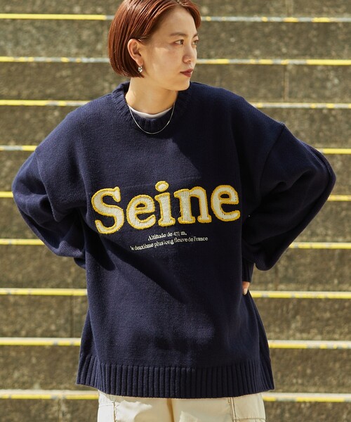 FREAK'S STORE（フリークスストア）の「FREAK’S STORE/フリークスストア ビックシルエット 刺繍 クルーネック プルオーバーニット（ニット/セーター・メンズ・ネイビー/オフホワイト/ブラック・MEDIUM/LARGE）」の19枚目の写真