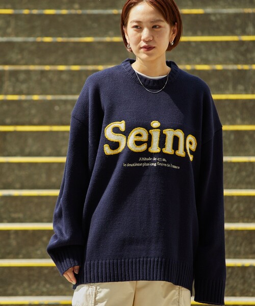 FREAK'S STORE（フリークスストア）の「FREAK’S STORE/フリークスストア ビックシルエット 刺繍 クルーネック プルオーバーニット（ニット/セーター・メンズ・ネイビー/オフホワイト/ブラック・MEDIUM/LARGE）」の21枚目の写真