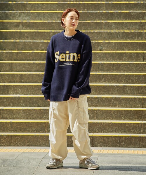 FREAK'S STORE（フリークスストア）の「FREAK’S STORE/フリークスストア ビックシルエット 刺繍 クルーネック プルオーバーニット（ニット/セーター・メンズ・ネイビー/オフホワイト/ブラック・MEDIUM/LARGE）」の22枚目の写真