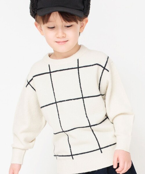 BRANSHES(ブランシェス)の「【洗濯機で洗える】ロゴ/チェックウォッシャブルニット(ニット/セーター・キッズ・ブラック/ベージュ/レッド/グレイッシュベージュ・110/130/120/150/140/90/100)」の21枚目の写真