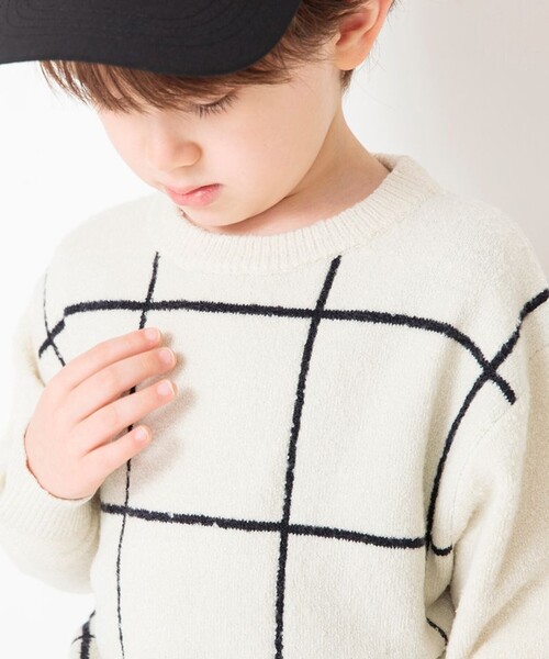 BRANSHES(ブランシェス)の「【洗濯機で洗える】ロゴ/チェックウォッシャブルニット(ニット/セーター・キッズ・ブラック/ベージュ/レッド/グレイッシュベージュ・110/130/120/150/140/90/100)」の22枚目の写真