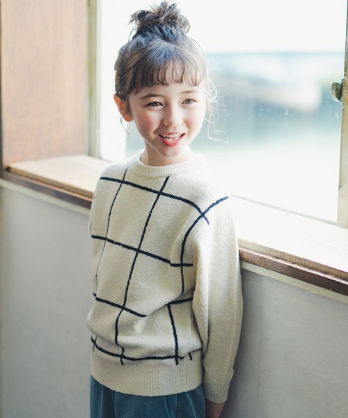 BRANSHES(ブランシェス)の「【洗濯機で洗える】ロゴ/チェックウォッシャブルニット(ニット/セーター・キッズ・ブラック/ベージュ/レッド/グレイッシュベージュ・110/130/120/150/140/90/100)」の3枚目の写真