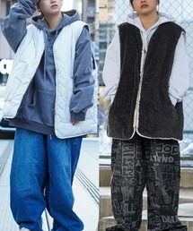 1111clothing(tH[N[WO)̃t@[×LeBO o[VuxXg / Fur & Quilting Reversible Vest(xXg)