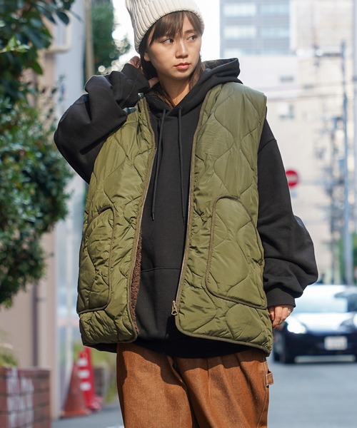 極美品✨パパス ダウンベスト キルティング L リバーシブル 総柄