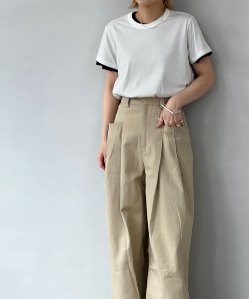 chuclla(チュクラ)の「CHUCLLA オリジナル レイヤード ブランクT chw24s001(Tシャツ/カットソー・レディース・ブラック/ホワイト・M/L/S/M)」の4枚目の写真