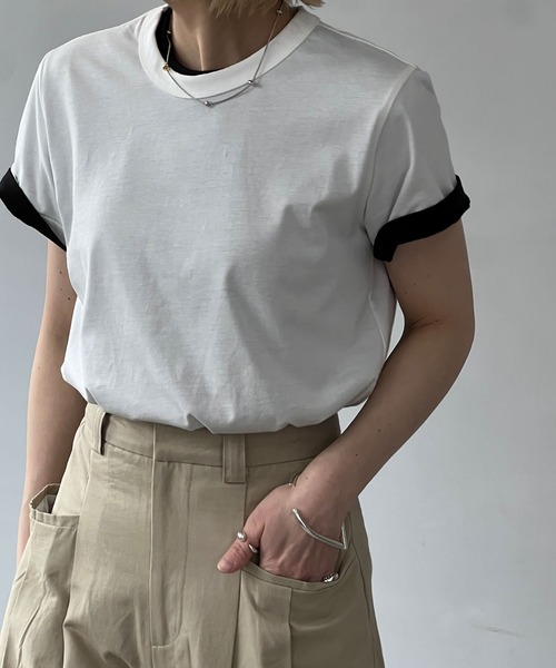 chuclla(チュクラ)の「CHUCLLA オリジナル レイヤード ブランクT chw24s001(Tシャツ/カットソー・レディース・ブラック/ホワイト・M/L/S/M)」の6枚目の写真