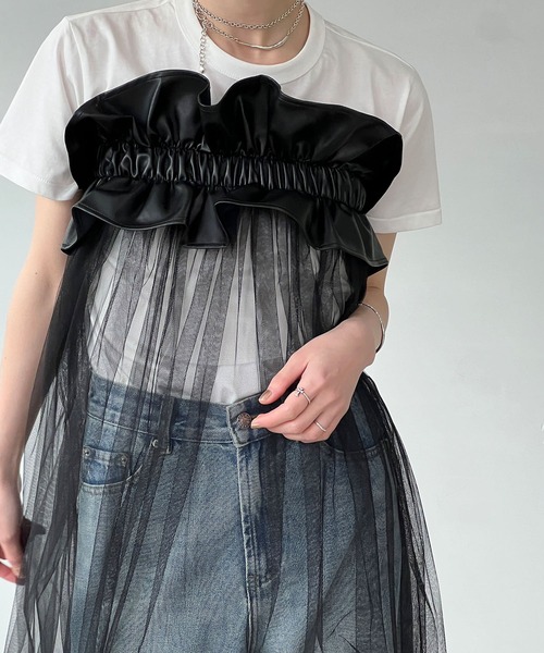 chuclla(チュクラ)の「CHUCLLA オリジナル レイヤード ブランクT chw24s001(Tシャツ/カットソー・レディース・ブラック/ホワイト・M/L/S/M)」の16枚目の写真