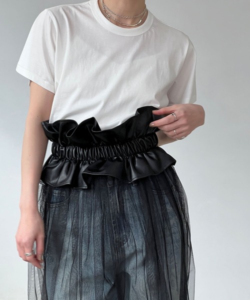 chuclla(チュクラ)の「CHUCLLA オリジナル レイヤード ブランクT chw24s001(Tシャツ/カットソー・レディース・ブラック/ホワイト・M/L/S/M)」の19枚目の写真
