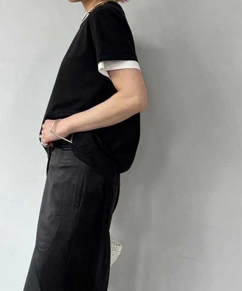 Entire Studios クルーネック半袖tシャツ ブラウン FW24/25 オフィT／Tシャツ／半袖／ウォッシャブル／プレーティング天竺