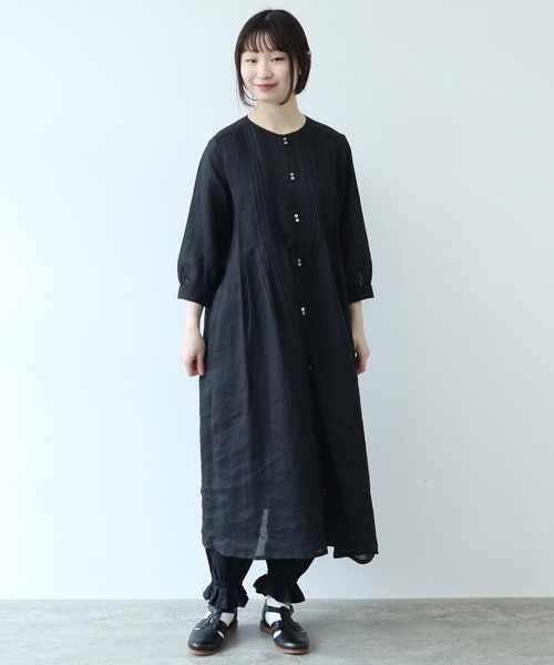 bulle de savon（ビュルデサボン）の「Ramie pin tuck ワンピース