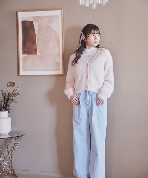 repipi armario（レピピ アルマリオ）の「ハイウエストリボンタックパンツ（デニムパンツ・キッズ・ホワイト/ライトブルー/グレー/ピンク・SMALL/LARGE/MEDIUM）」の21枚目の写真