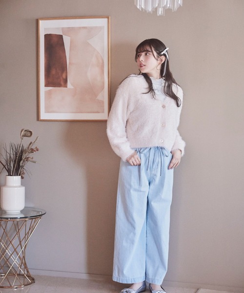 repipi armario（レピピ アルマリオ）の「ハイウエストリボンタックパンツ（デニムパンツ・キッズ・ホワイト/ライトブルー/グレー/ピンク・SMALL/LARGE/MEDIUM）」の22枚目の写真