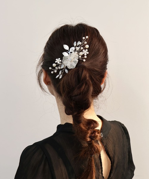 CEMONEMO(セモネモ)の「透かしフラワー パールヘアピン(バレッタ/ヘアクリップ・レディース・ホワイト/ピンク・FREE)」の7枚目の写真