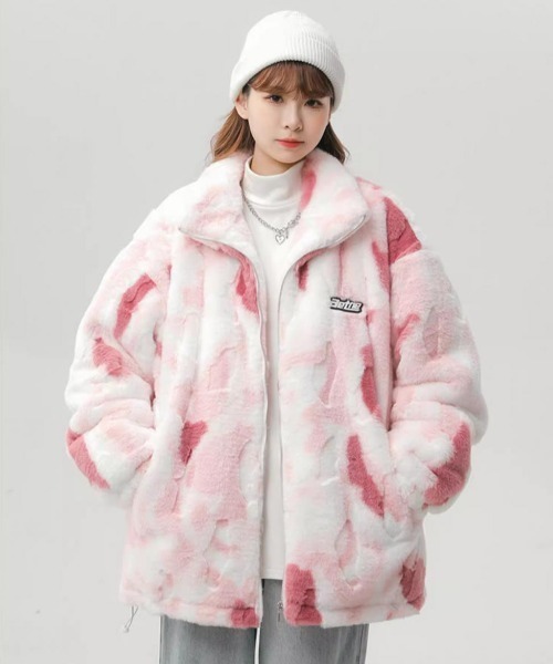 LAC-VERT(ラック・ヴェール)の「カモフラージュ柄フェイクファーオーバーサイズブルゾン(ブルゾン・レディース・ピンク/ブルー・FREE)」の12枚目の写真