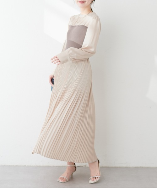 natural couture(ナチュラルクチュール)の「ニットビスチェドッキングプリーツワンピース(ワンピース・レディース・オフホワイト/ベージュ/ブラック・FREE)」の17枚目の写真