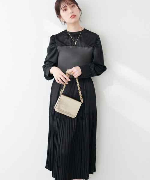 natural couture(ナチュラルクチュール)の「ニットビスチェドッキングプリーツワンピース(ワンピース・レディース・オフホワイト/ベージュ/ブラック・FREE)」の11枚目の写真