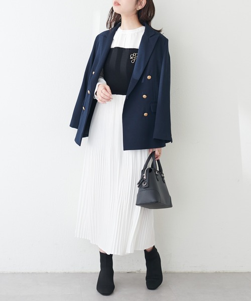 natural couture(ナチュラルクチュール)の「ニットビスチェドッキングプリーツワンピース(ワンピース・レディース・オフホワイト/ベージュ/ブラック・FREE)」の8枚目の写真