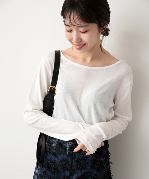 SLOBE IENA（スローブイエナ）の「《追加》【MILLER/ミラー】SLOBE別注 SHEER RIB クルーネック（Tシャツ/カットソー・レディース・ホワイト/グレー/ピンク・FREE）」の2枚目の写真