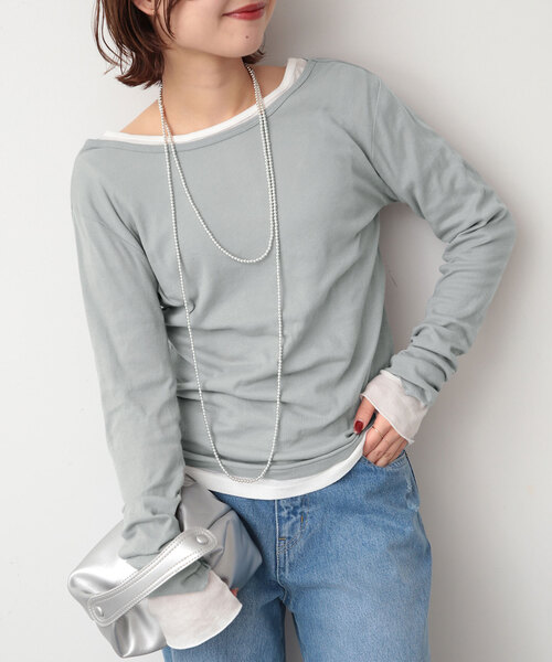 SLOBE IENA（スローブイエナ）の「《追加》【MILLER/ミラー】SLOBE別注 SHEER RIB クルーネック（Tシャツ/カットソー・レディース・ホワイト/グレー/ピンク・FREE）」の10枚目の写真