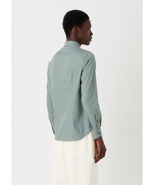 EMPORIO ARMANI（エンポリオアルマーニ）の「【エンポリオ アルマーニ】シャツ コットン製 オールオーバージャカード ロゴレタリング（シャツ/ブラウス・メンズ・ブラック系その他/アイボリー/ブルーグレー・LARGE/SMALL/MEDIUM/X-LARGE）」の4枚目の写真