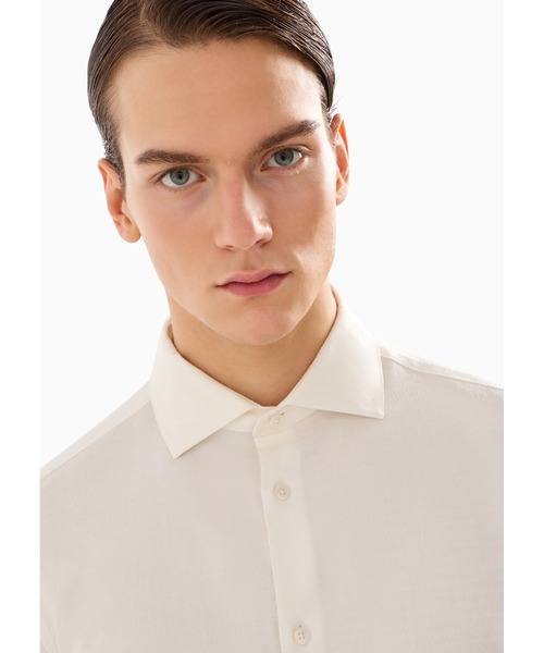 EMPORIO ARMANI（エンポリオアルマーニ）の「【エンポリオ アルマーニ】シャツ コットン製 オールオーバージャカード ロゴレタリング（シャツ/ブラウス・メンズ・ブラック系その他/アイボリー/ブルーグレー・LARGE/SMALL/MEDIUM/X-LARGE）」の11枚目の写真