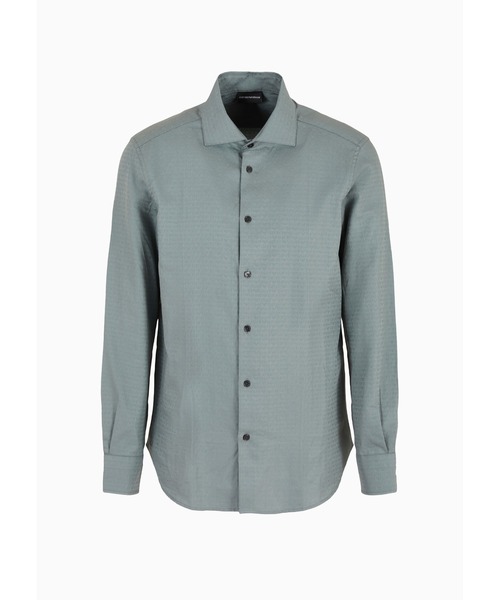 EMPORIO ARMANI（エンポリオアルマーニ）の「【エンポリオ アルマーニ】シャツ コットン製 オールオーバージャカード ロゴレタリング（シャツ/ブラウス・メンズ・ブラック系その他/アイボリー/ブルーグレー・LARGE/SMALL/MEDIUM/X-LARGE）」の8枚目の写真