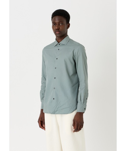 EMPORIO ARMANI（エンポリオアルマーニ）の「【エンポリオ アルマーニ】シャツ コットン製 オールオーバージャカード ロゴレタリング（シャツ/ブラウス・メンズ・ブラック系その他/アイボリー/ブルーグレー・LARGE/SMALL/MEDIUM/X-LARGE）」の9枚目の写真