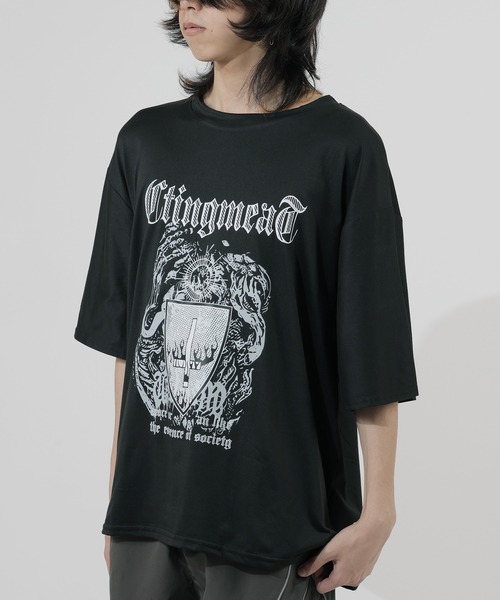 Tシャツ・カットソー [ODLYWORKSHOP] Dark Tartan Mesh Tee Theater code（シアターコード）の「△cross dark design tee
