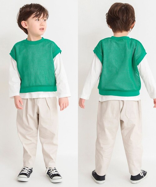 BRANSHES（ブランシェス）の「【きれいめ/テーパード】タックロングパンツ（その他パンツ・キッズ・ベージュ/キャメル・90/100/150/120/110/130/140）」の4枚目の写真