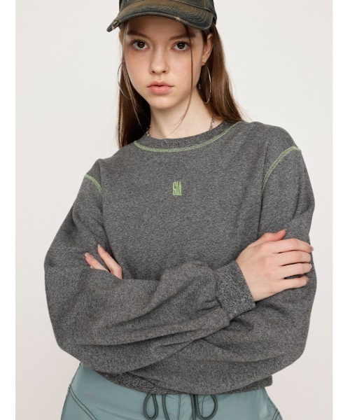 SLY（スライ）の「FRONT LOGO BASIC TOPS フロント ロゴ ベーシック トップス（スウェット・レディース・ライトブルー/杢グレー/ピンク・FREE）」の2枚目の写真