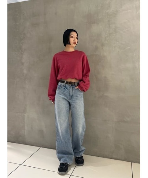 SLY（スライ）の「FRONT LOGO BASIC TOPS フロント ロゴ ベーシック トップス（スウェット・レディース・ライトブルー/杢グレー/ピンク・FREE）」の15枚目の写真