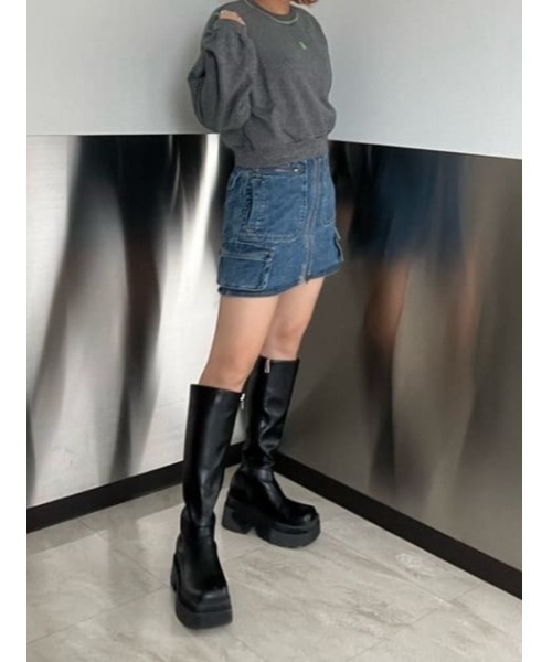 SLY（スライ）の「FRONT LOGO BASIC TOPS フロント ロゴ ベーシック トップス（スウェット・レディース・ライトブルー/杢グレー/ピンク・FREE）」の9枚目の写真