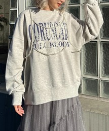 AS KNOW AS plus | ◎フラワー刺繍重ねロゴプリント　スウェットプルオーバー(スウェット)