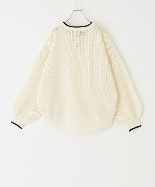 CUBE SUGAR(キューブシュガー)の「スポンディッシュニットメッシュ柄プルオーバー(ニット/セーター・レディース・ホワイト/ネイビー/ホワイト×ネイビー/レッド/イエロー・M)」の8枚目の写真