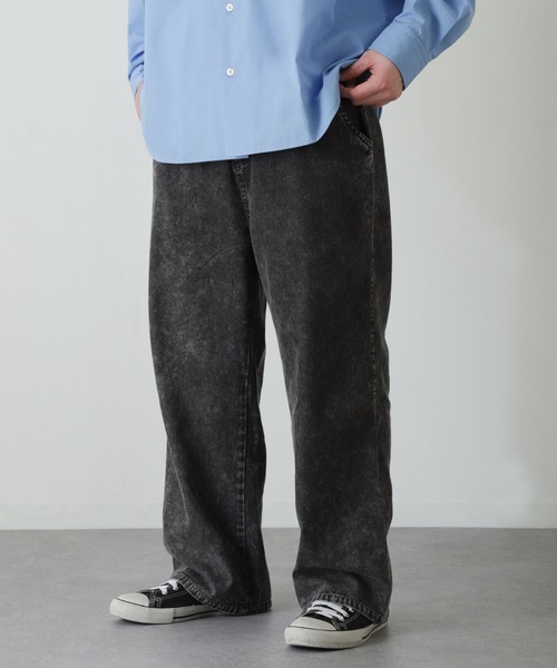 ZIP FIVE（ジップファイブ）の「【ZIP FIVE】 ヴィンテージライク ケミカル ウォッシュ デニム ストレート ワイドパンツ（デニムパンツ・メンズ・ブラック/ブルー・LARGE/MEDIUM）」の21枚目の写真