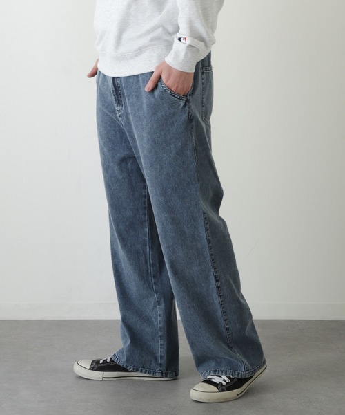 ZIP FIVE（ジップファイブ）の「【ZIP FIVE】 ヴィンテージライク ケミカル ウォッシュ デニム ストレート ワイドパンツ（デニムパンツ・メンズ・ブラック/ブルー・LARGE/MEDIUM）」の5枚目の写真