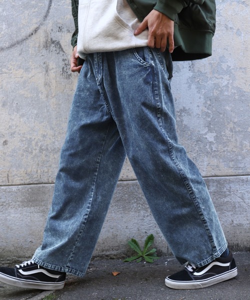 ZIP FIVE（ジップファイブ）の「【ZIP FIVE】 ヴィンテージライク ケミカル ウォッシュ デニム ストレート ワイドパンツ（デニムパンツ・メンズ・ブラック/ブルー・LARGE/MEDIUM）」の14枚目の写真