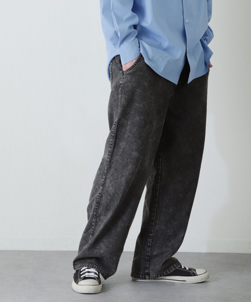 ZIP FIVE（ジップファイブ）の「【ZIP FIVE】 ヴィンテージライク ケミカル ウォッシュ デニム ストレート ワイドパンツ（デニムパンツ・メンズ・ブラック/ブルー・LARGE/MEDIUM）」の12枚目の写真