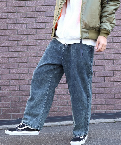 ZIP FIVE（ジップファイブ）の「【ZIP FIVE】 ヴィンテージライク ケミカル ウォッシュ デニム ストレート ワイドパンツ（デニムパンツ・メンズ・ブラック/ブルー・LARGE/MEDIUM）」の20枚目の写真