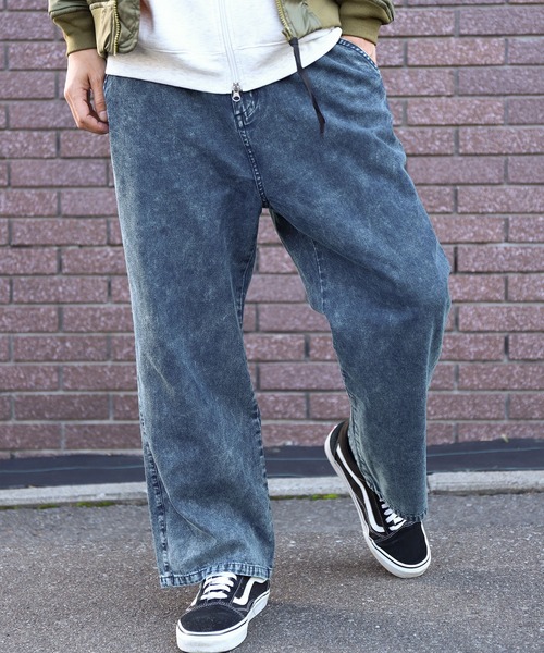 ZIP FIVE（ジップファイブ）の「【ZIP FIVE】 ヴィンテージライク ケミカル ウォッシュ デニム ストレート ワイドパンツ（デニムパンツ・メンズ・ブラック/ブルー・LARGE/MEDIUM）」の19枚目の写真