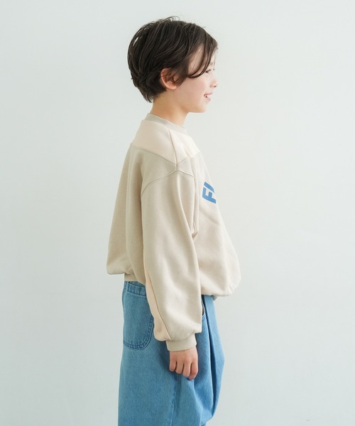 coca（coca）（コカ）の「キッズ 配色リブ切替プリントトップス（スウェット・キッズ・ベージュ/ネイビー・140/130/120/110）」の12枚目の写真