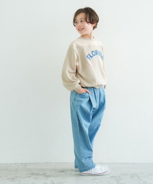 coca（coca）（コカ）の「キッズ 配色リブ切替プリントトップス（スウェット・キッズ・ベージュ/ネイビー・140/130/120/110）」の11枚目の写真