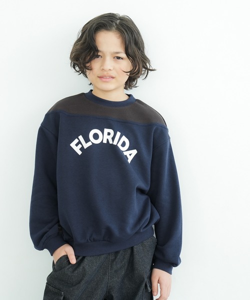 coca（coca）（コカ）の「キッズ 配色リブ切替プリントトップス（スウェット・キッズ・ベージュ/ネイビー・140/130/120/110）」の4枚目の写真