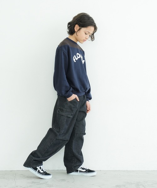 coca（coca）（コカ）の「キッズ 配色リブ切替プリントトップス（スウェット・キッズ・ベージュ/ネイビー・140/130/120/110）」の6枚目の写真