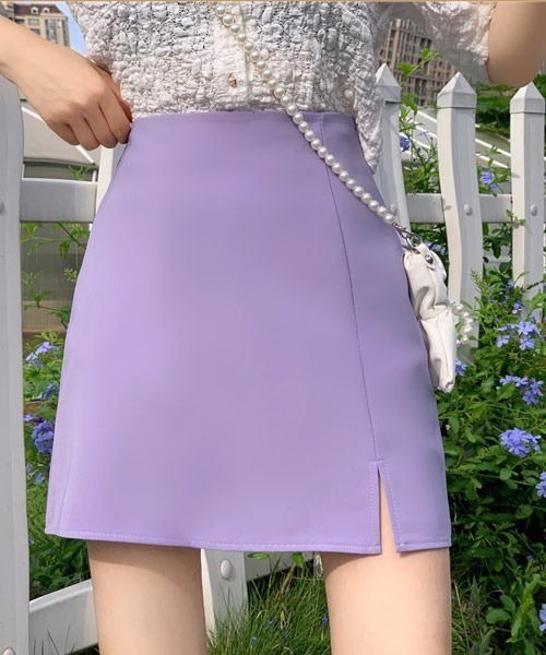 Mayree（メイリー）の「【Mayree】フロントスリットミニスカート（スカート・レディース・イエロー/ホワイト/テラコッタ/グリーン/ピンク/ブラック/カーキ/パープル・SMALL/MEDIUM/LARGE/X-LARGE）」の6枚目の写真