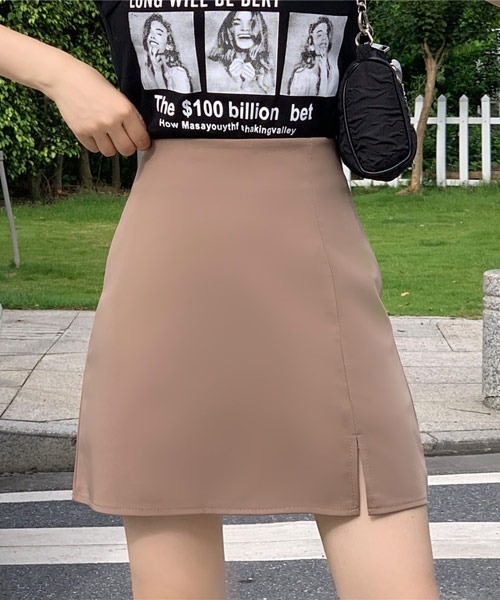 Mayree（メイリー）の「【Mayree】フロントスリットミニスカート（スカート・レディース・イエロー/ホワイト/テラコッタ/グリーン/ピンク/ブラック/カーキ/パープル・SMALL/MEDIUM/LARGE/X-LARGE）」の15枚目の写真