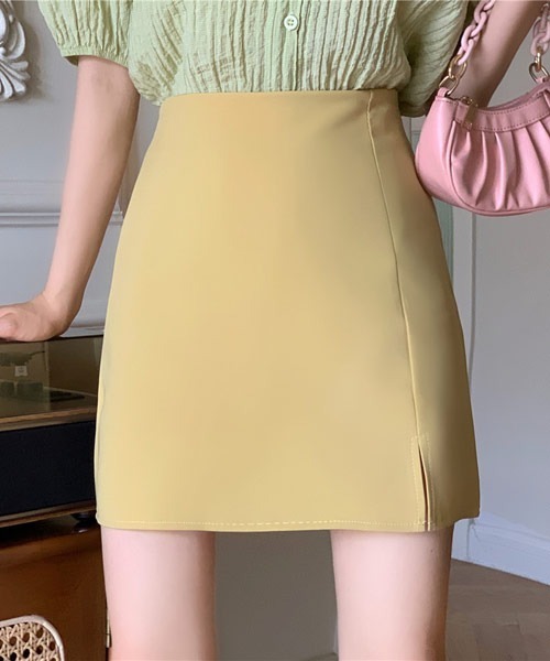 Mayree（メイリー）の「【Mayree】フロントスリットミニスカート（スカート・レディース・イエロー/ホワイト/テラコッタ/グリーン/ピンク/ブラック/カーキ/パープル・SMALL/MEDIUM/LARGE/X-LARGE）」の13枚目の写真