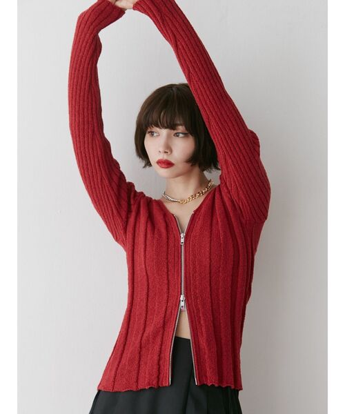 セール】VネックダブルZIPカーデ（カーディガン/ボレロ）｜jouetie