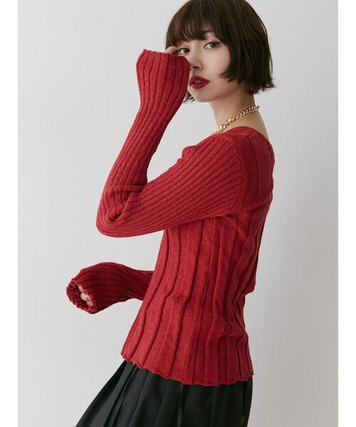 jouetie（ジュエティ）の「VネックダブルZIPカーデ（カーディガン/ボレロ・レディース・ブラック/オフホワイト/レッド・MEDIUM）」の7枚目の写真