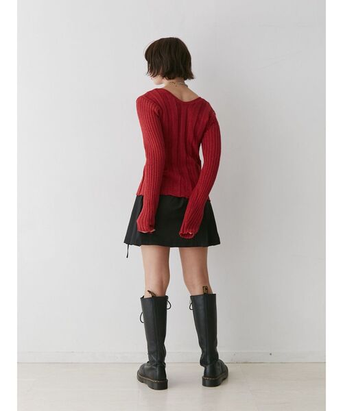 jouetie（ジュエティ）の「VネックダブルZIPカーデ（カーディガン/ボレロ・レディース・ブラック/オフホワイト/レッド・MEDIUM）」の10枚目の写真